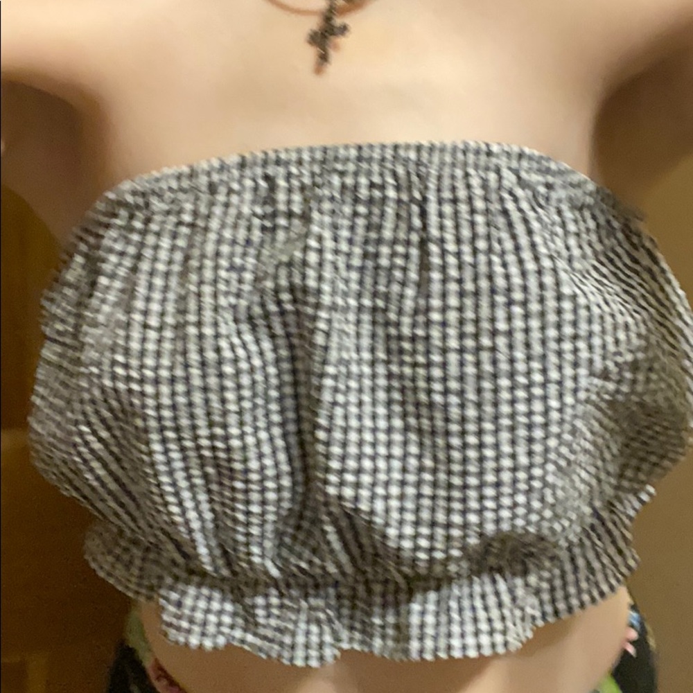 *BOHO CHIC CHECKERED CROP TOP - Picture 1 of 5